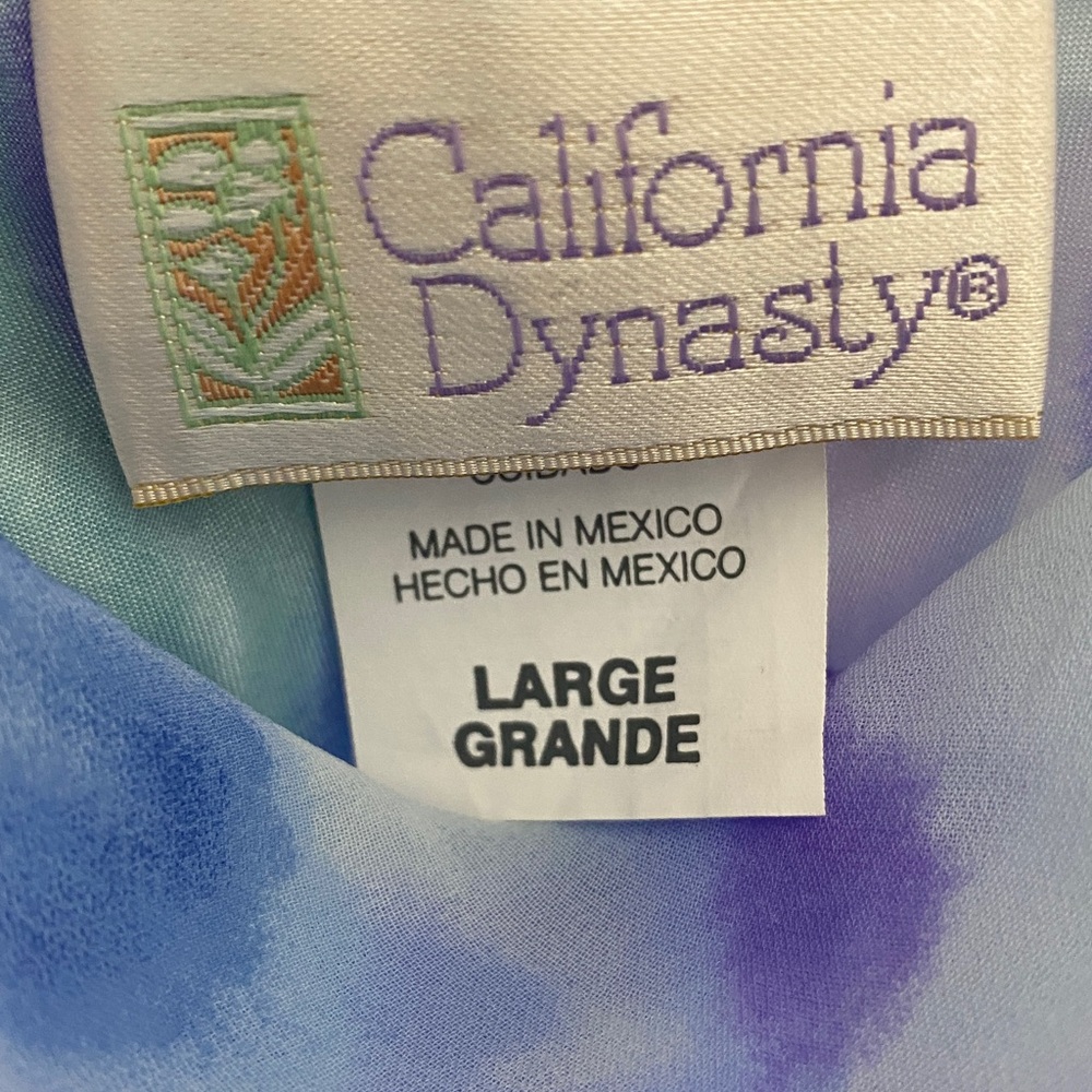 California Dynasty Vibrant Blue and Purple Tie-Dye Mini slip Dress - Picture 3 of 3